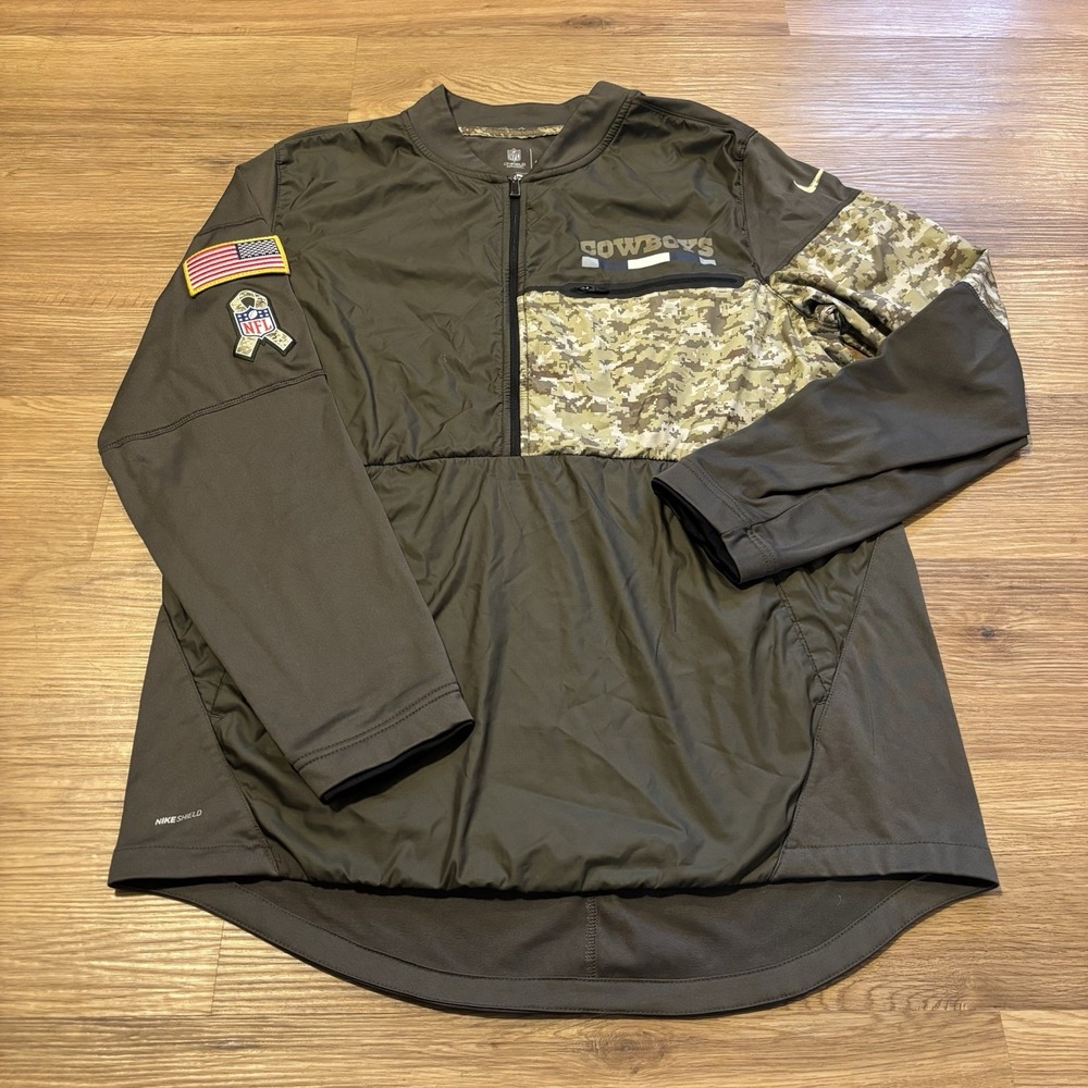 Dallas Cowboys 1/2 Zip Jacket Sz M Salute to Service Nike Shield On Field NFL